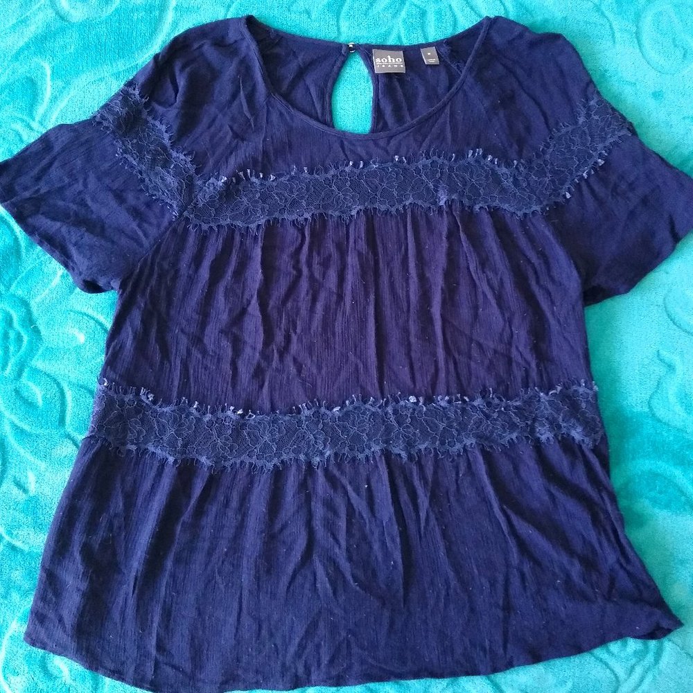 Youth Deep blue Top with Blue Lace